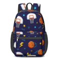 thumbnail image 1 of Basketball and Star Navy Pattern 17" School Backpacks for Teens,Waterproof Oxford Fabric,S-Shape Padded Straps for School,Travel,Hiking,Camping, 1 of 6