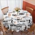 thumbnail image 1 of Basketball and Text White Pattern Round Tablecloth 70"x70", Wrinkle Resistant Wipeable Table Cover for Kitchen Dining Room Picnic Patio and Party, 1 of 6