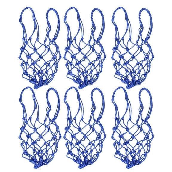 Homoyoyo Basketball Net Bag with Secure Closure, 6 Pieces, Durable Blue Mesh Storage for Basketballs