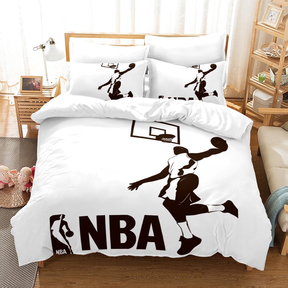 Basketball cartoon quilt cover threepiece Basketball duvet cover