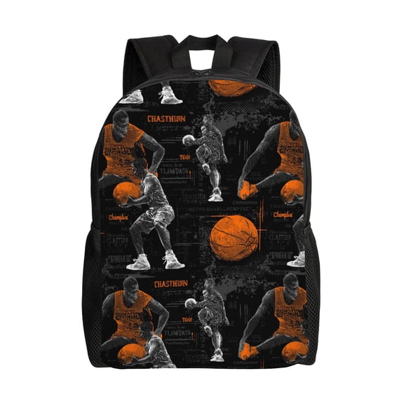 Basketball game action Backpack with 15 Inch Laptop Compartment,Water-Resistant Daypack, Large Capacity Backpack with Adjustable Breathable Shoulder Straps for Daily Use Travel Gym