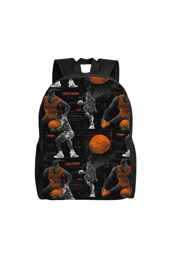Basketball game action Backpack with 15 Inch Laptop Compartment,Water-Resistant Daypack, Large Capacity Backpack with Adjustable Breathable Shoulder Straps for Daily Use Travel Gym