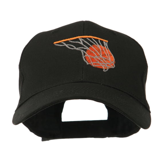 Basketball in Net Embroidered Cap - Black OSFM