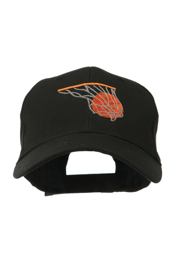 Basketball in Net Embroidered Cap - Black OSFM