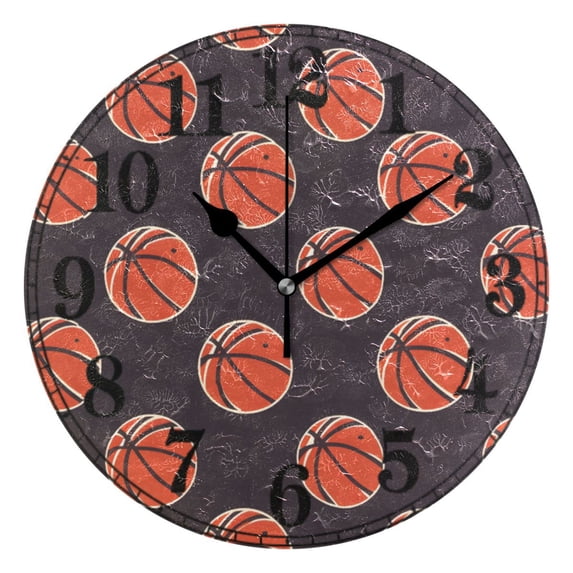 Basketball on Dark Background Silent Wall Clock 10" Non-Ticking Battery Clock