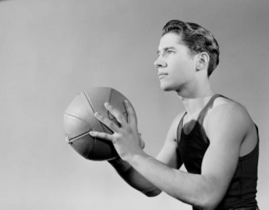 Basketball player holding ball Canvas Art - (18 x 24)