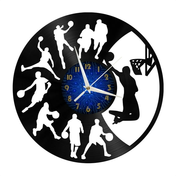 Basketball slam dunk Vinyl Record Wall Clock for Kitchen Wall Decor Wall Art Gift for Lover Gift Idea for a Best Friend(B)