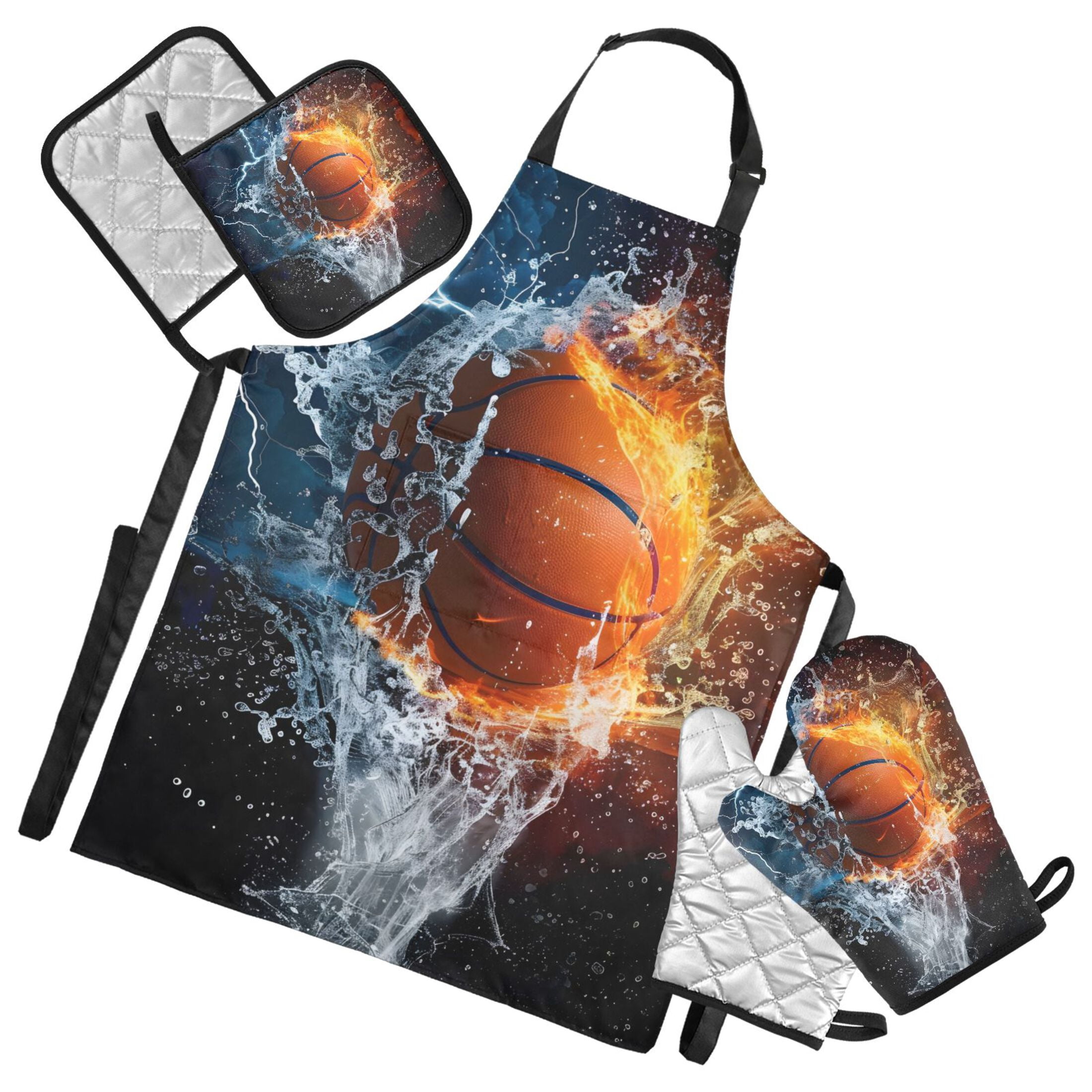 Basketball with Water 5 Pcs Kitchen Set Heat Resistant Oven Mitts and ...