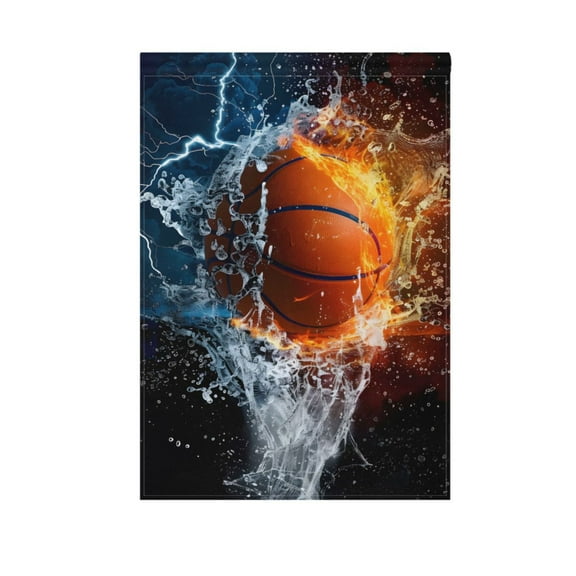 Basketball with Water Garden Flag 12"x18" Double-Sided Yard Flags for Outside Outdoor All Seasonal Decoration