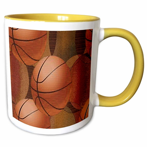 3drose, Basketballs, 11oz Two-tone Yellow Mug