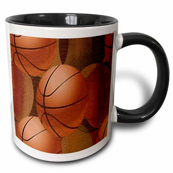 3drose, Basketballs, 15oz Two-tone Black Mug