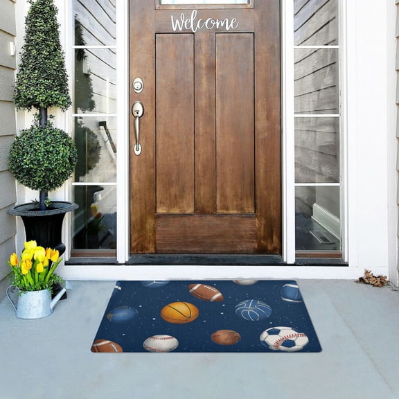Basketballs Footballs Rugby Baseballs Sports Doormats Welcome Mats Gate Pads Entryway Outdoor 32" x 20"