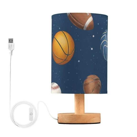 Basketballs Footballs Rugby Baseballs Sports Table Lamp with USB Port LED Warm Light Lamp Night Light Home Decor