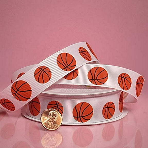 Basketballs Grosgrain Ribbon - 7/8in. Width - 10 Yard Spool (4961002)