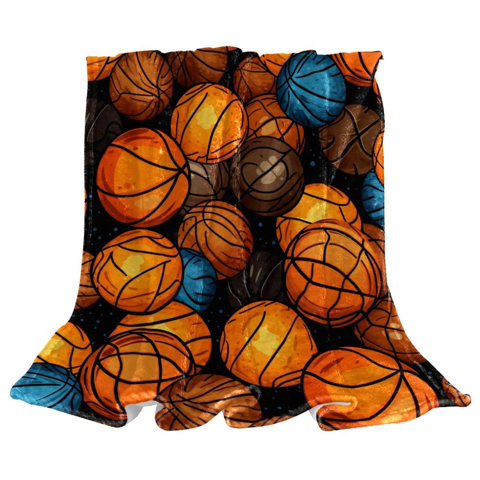 Basketballs Soft Throw Blanket Cozy Fleece Sofa Bed Couch Blankets for