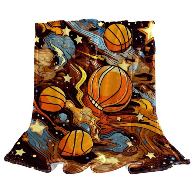 Basketballs Soft Throw Blanket Cozy Fleece Sofa Bed Couch Blankets for