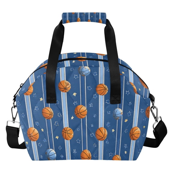 Basketballs Stars Stripes Insulated Lunch Bag Reusable Quilted Lunch Box Waterproof Leakproof Lunch Container