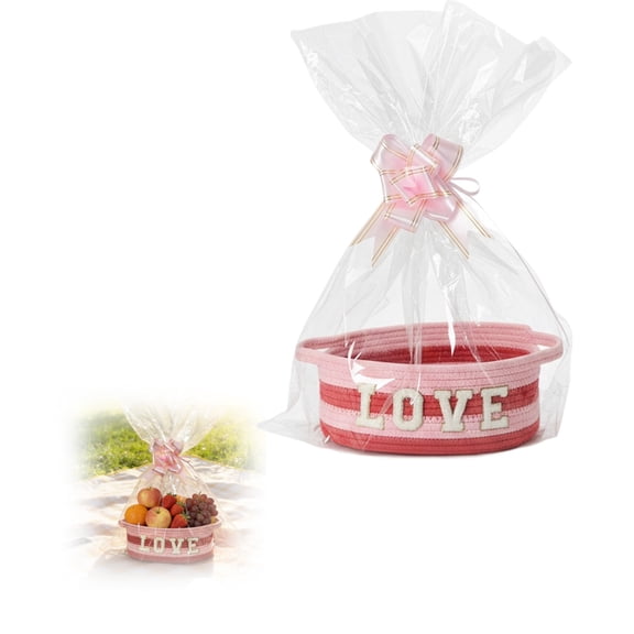 Baskets for Gifts Empty,Easter Baskets,with Gift Bags Bows,Small Woven Gift Basket with Handles for Birthday Baby Shower Valentine's Day Easter Christmas Toys,12"x 8"x 5"(Red)