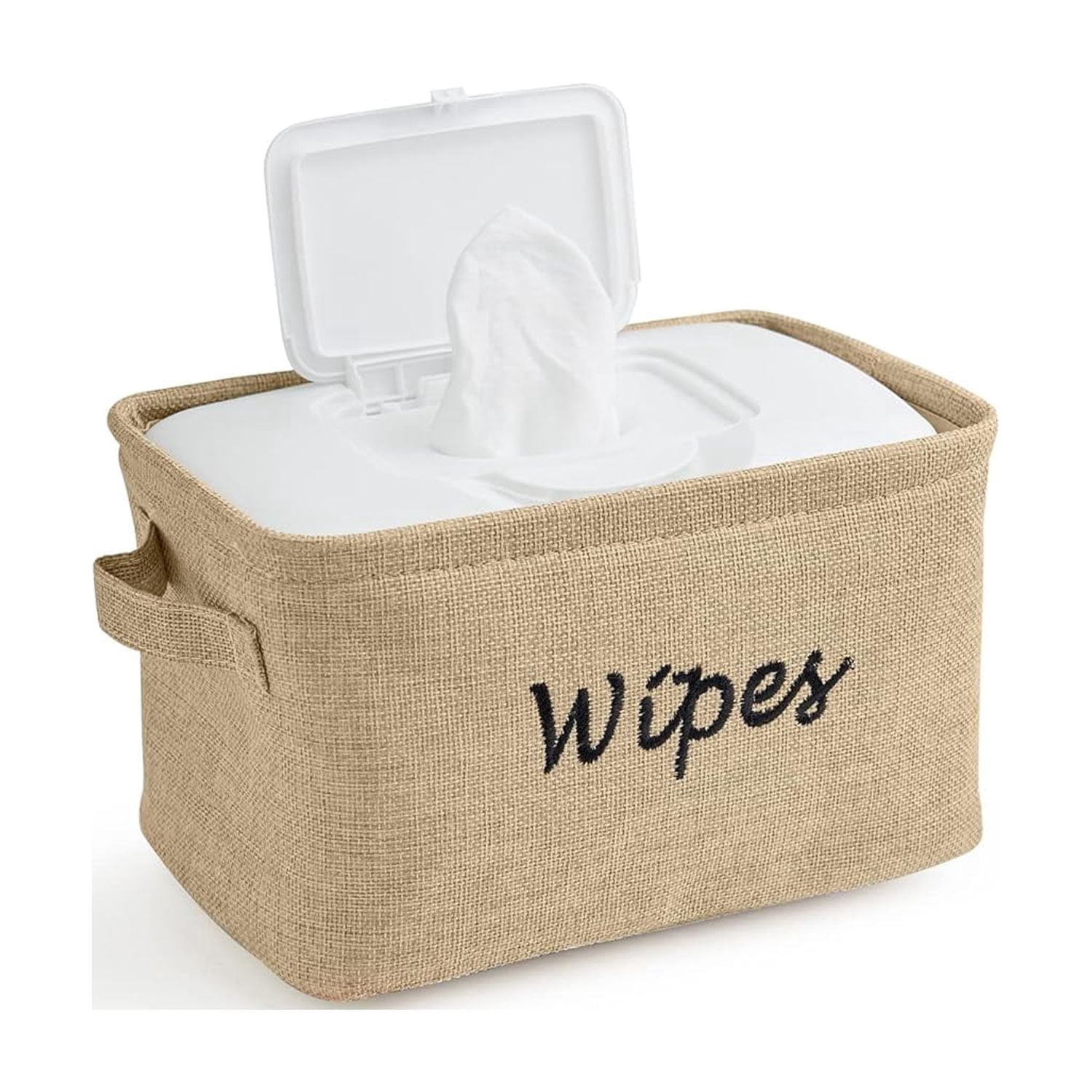 - Baskets for Organizing Wipes and Newborn Essentials, Diaper and Wipes Organizer, Embroidered Baby Shower Gifts for Moms, Linen Basket with Handle, 9 x 6 x 5.5 Inches, Natural