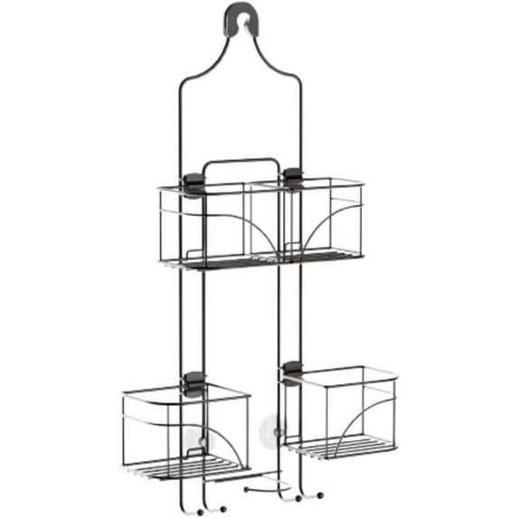 With Baskets That Slide Out to accommodate Hose, Versatile Storage Solution for Your Bath Area. Rust-Resistant Expandable Over-The-Shower Caddy, Bronze