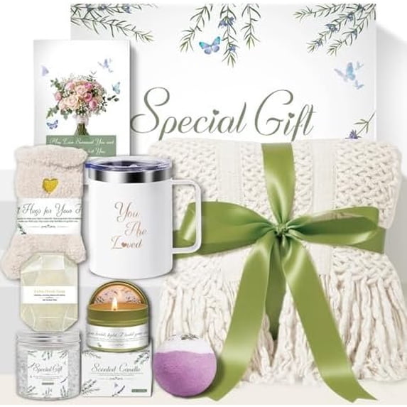 Baskets for Women, Birthday Day Gifts for Women, Mom, Her, Wife, Girlfriend, Sister, Comfort Get Well Soon Basket, Self Care Gifts Sympathy Inspirational Care Package Set