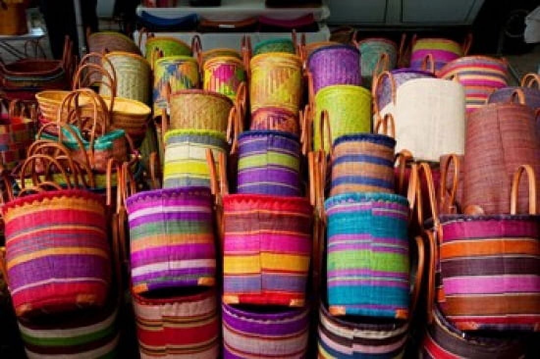 Baskets for sale in a market Lourmarin Vaucluse Provence-Alpes-Cote dAzur France Canvas Art - Panoramic Images (36 x 24)