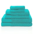 thumbnail image 1 of Basketweave Jacquard and Solid 100% Egyptian Cotton Face, Hand, and Bath Towels - 6-Piece, Turquoise by Blue Nile Mills, 1 of 4