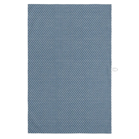 Basketweave Kitchen Towels Dish Towel Pack of 1 Rustic Minimalist Denim Blue Woven Dashes Textured Soft Dish Cloth Set Absorbent Dishcloth for Drying Dishes, Hand Towels 18 x 28 Inches