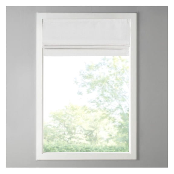 Basketweave Room Darkening Roman Shade 64 Inch, Cordless Window Shade for Privacy & Energy Efficiency, White Thermal Shade for Bedroom/Living Room