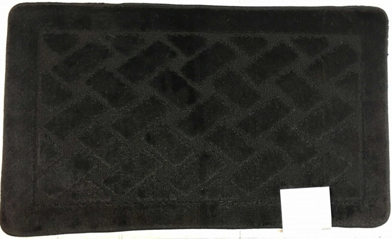 Basketweave Sculptured Bathroom Rug with Non Skid Back, 24" x 40", Black