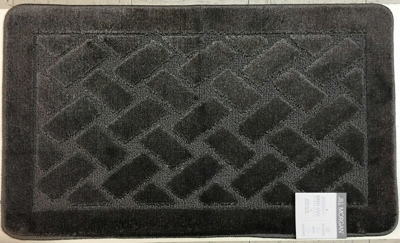 Basketweave Sculptured Bathroom Rug with Non Skid Back, 24" x 40", Gray ...