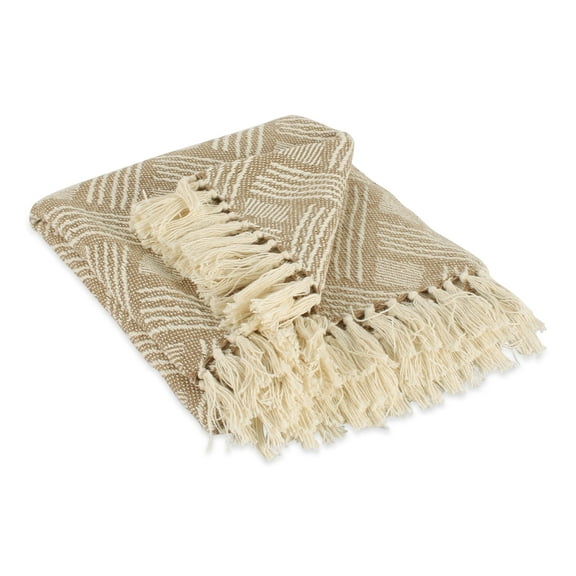Basketweave Woven Throw, 50x60" with 3" Fringe, Stone, 1 Piece
