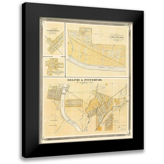 Baskin 12x14 Black Modern Framed Museum Art Print Titled - Delphi Indiana - Baskin 1876