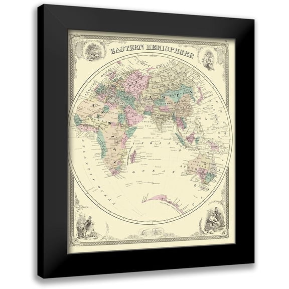 Baskin 12x14 Black Modern Framed Museum Art Print Titled - Eastern Hemisphere - Baskin 1876