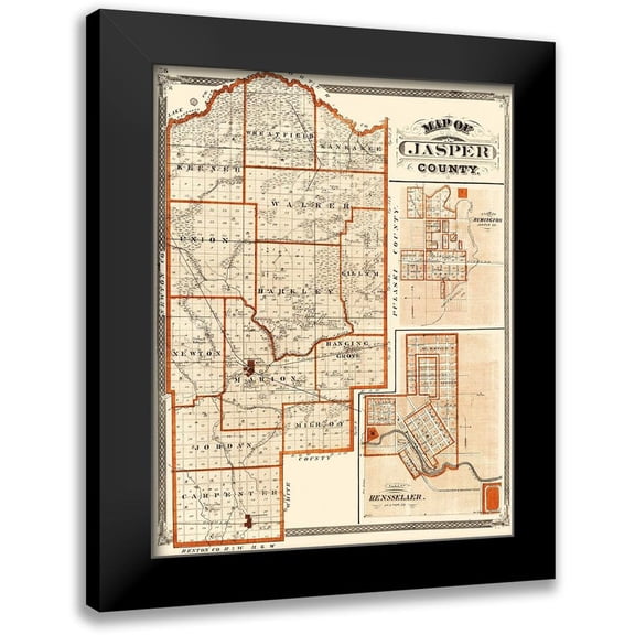 Baskin 12x14 Black Modern Framed Museum Art Print Titled - Jasper Indiana - Baskin 1876
