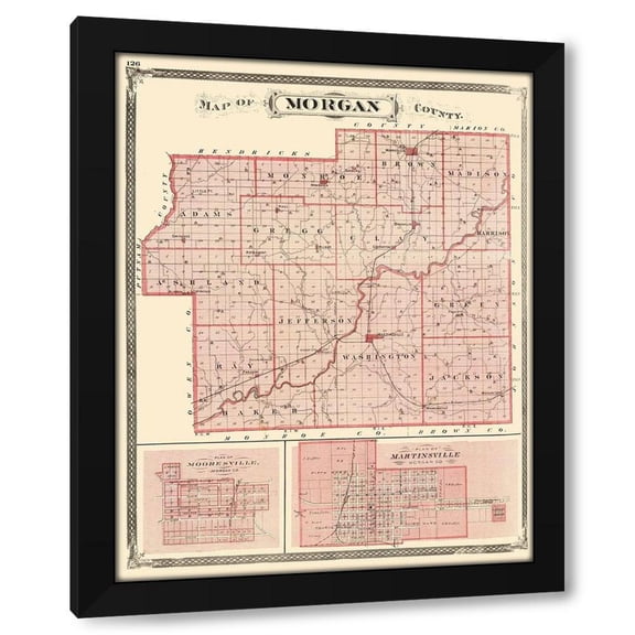 Baskin 12x14 Black Modern Wood Framed Wall Art Titled - Morgan Indiana - Baskin 1876