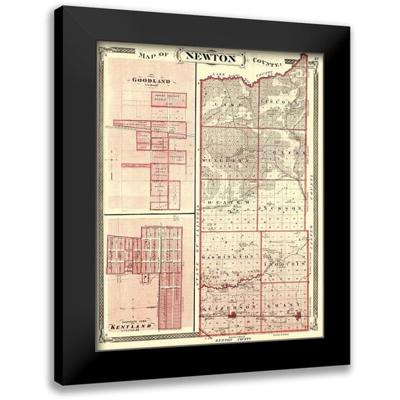 Baskin 12x14 Black Modern Framed Museum Art Print Titled - Newton Indiana - Baskin 1876