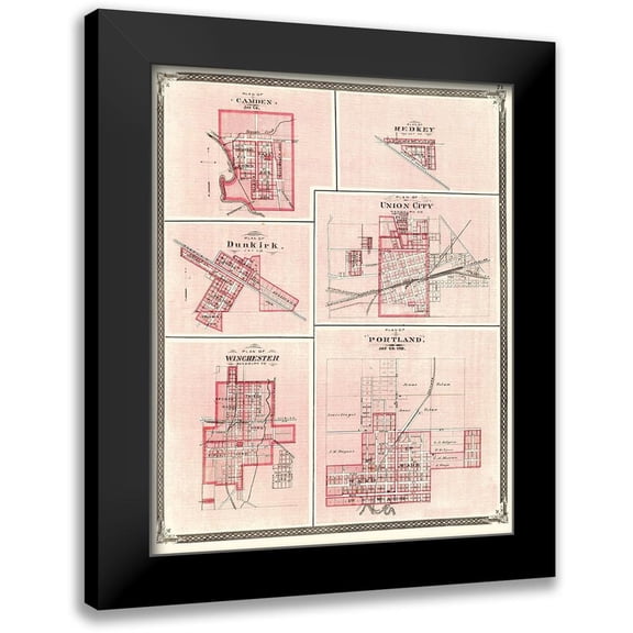 Baskin 12x14 Black Modern Framed Museum Art Print Titled - Portland Indiana - Baskin 1876