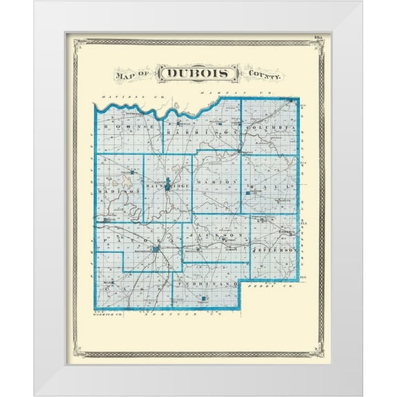 Baskin 12x14 White Modern Wood Framed Museum Art Print Titled - Dubois Indiana - Baskin 1876