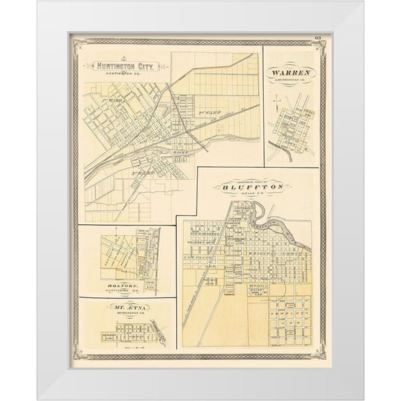 Baskin 12x14 White Modern Wood Framed Museum Art Print Titled - Huntington Indiana - Baskin 1876