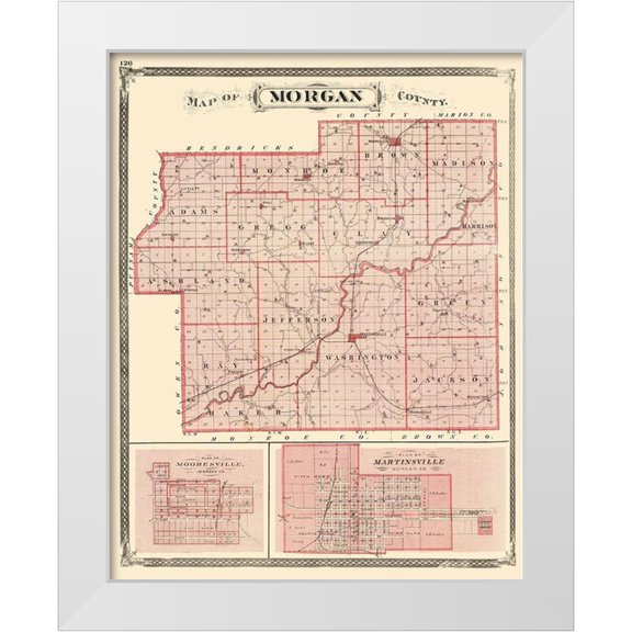 Baskin 12x14 White Modern Wood Framed Museum Art Print Titled - Morgan Indiana - Baskin 1876