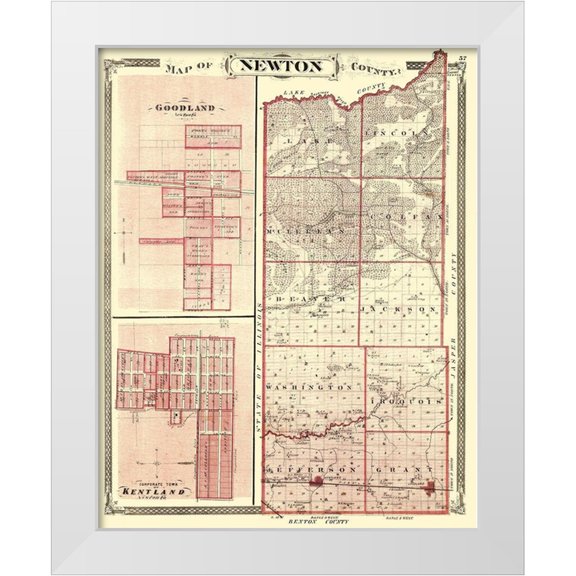 Baskin 12x14 White Modern Wood Framed Museum Art Print Titled - Newton Indiana - Baskin 1876