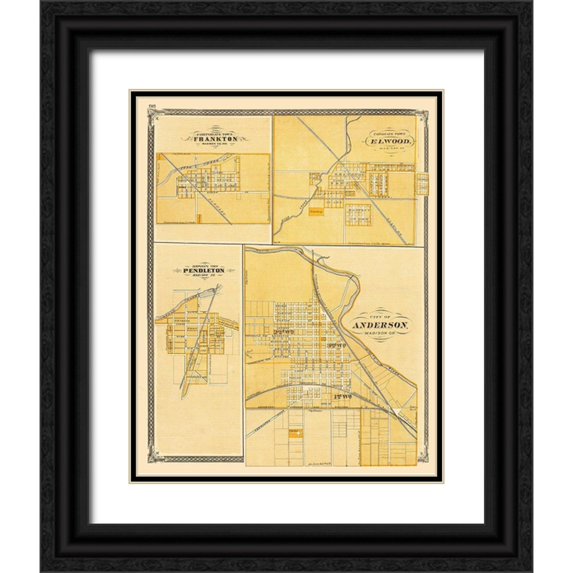 Baskin 15x18 Black Ornate Wood Framed with Double Matting Museum Art Print Titled - Frankton, Elwood, Pendleton, Anderson Indiana