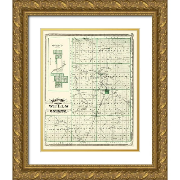 Baskin 15x18 Gold Ornate Wood Framed with Double Matting Museum Art Print Titled - Wells Indiana Landowner - Baskin 1876