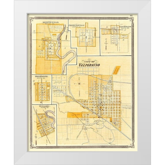 Baskin 15x18 White Modern Wood Framed Museum Art Print Titled - Valparaiso Indiana - Baskin 1876