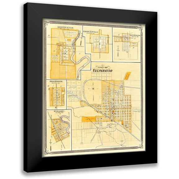 Baskin 20x24 Black Modern Framed Museum Art Print Titled - Valparaiso Indiana - Baskin 1876
