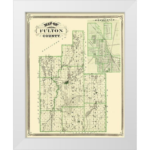 Baskin 20x24 White Modern Wood Framed Museum Art Print Titled - Fulton Indiana Landowner - Baskin 1876
