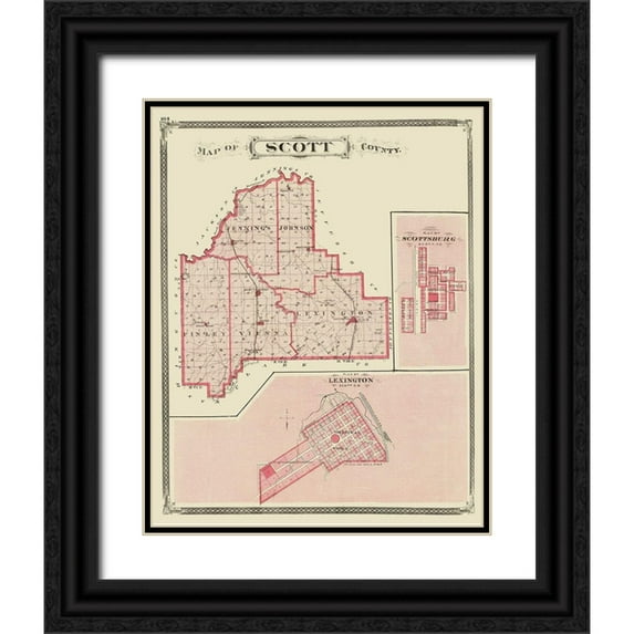 Baskin 26x32 Black Ornate Wood Framed with Double Matting Museum Art Print Titled - Scott Indiana - Baskin 1876