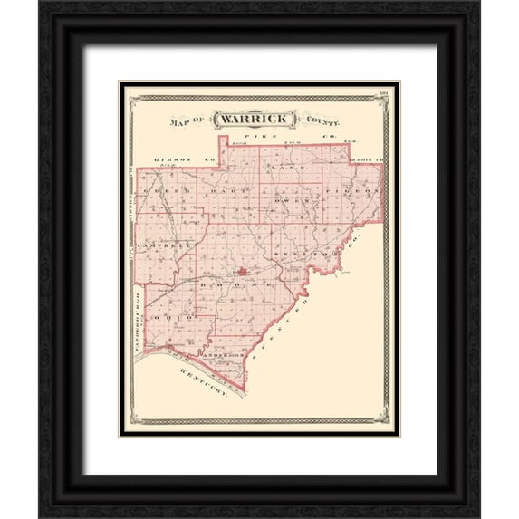 Baskin 26x32 Black Ornate Wood Framed with Double Matting Museum Art Print Titled - Warrick Indiana - Baskin 1876