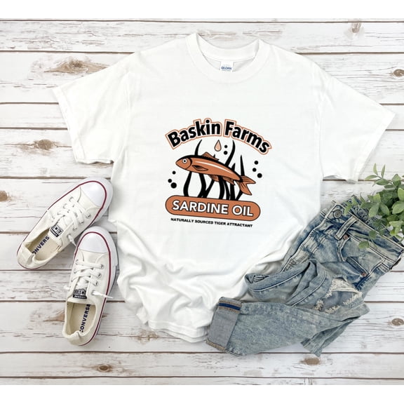 Baskin Farms Sardine Oil Funny Parody Novelty Gift Unisex T-Shirt, up to size 5XL